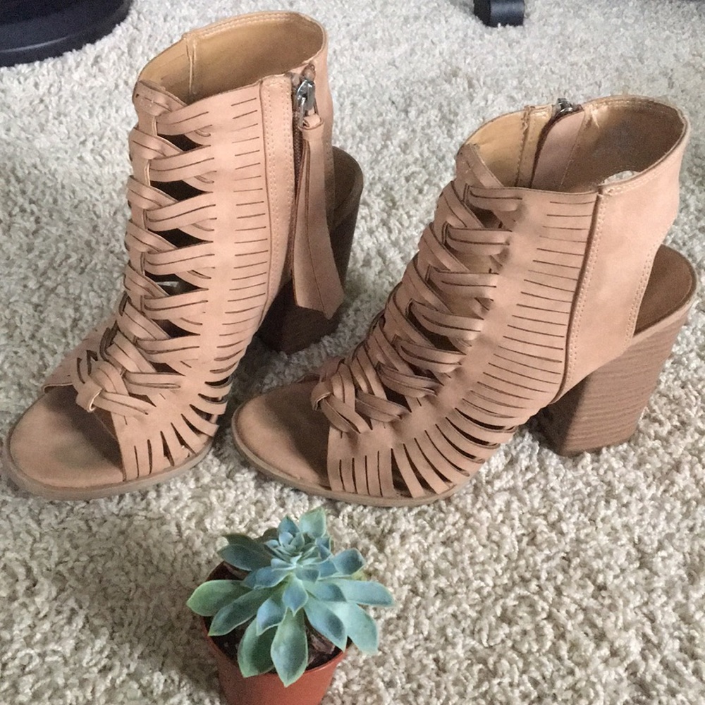 Brown Open Toe Boots/Booties